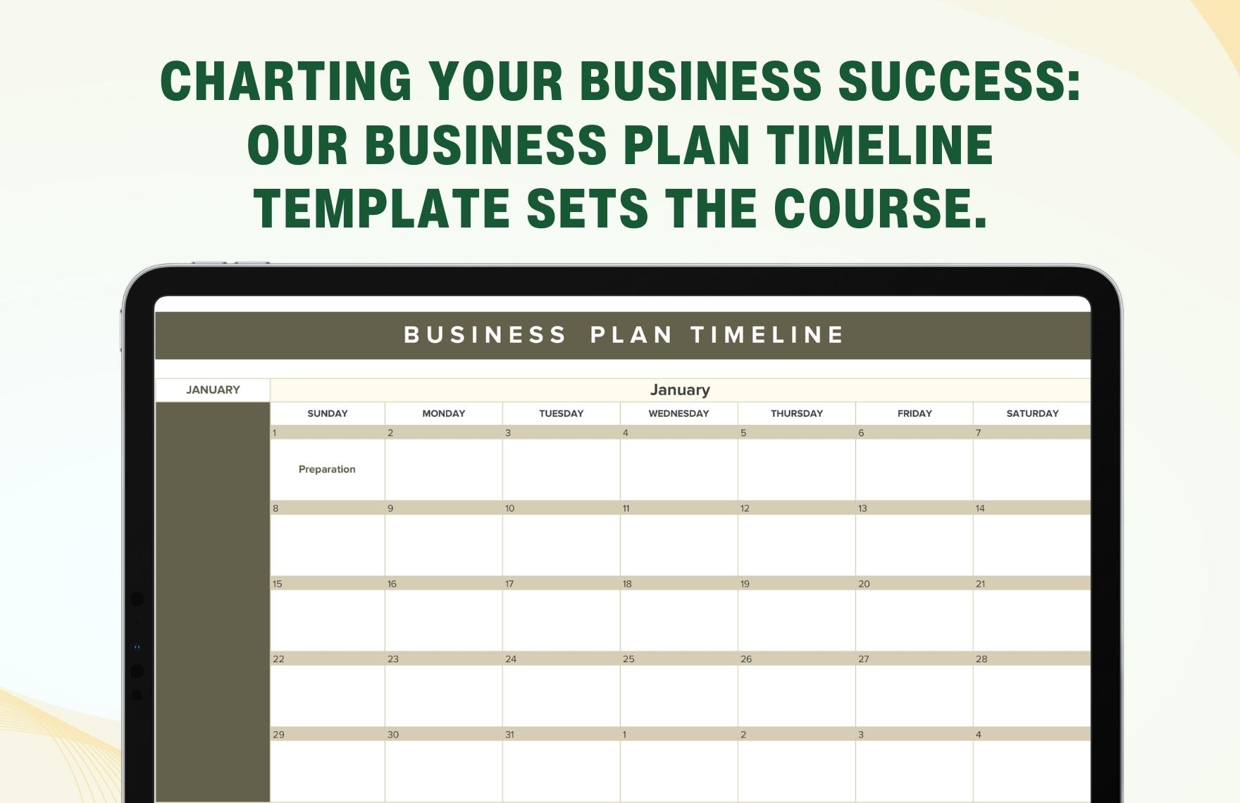 Business Plan Timeline Template