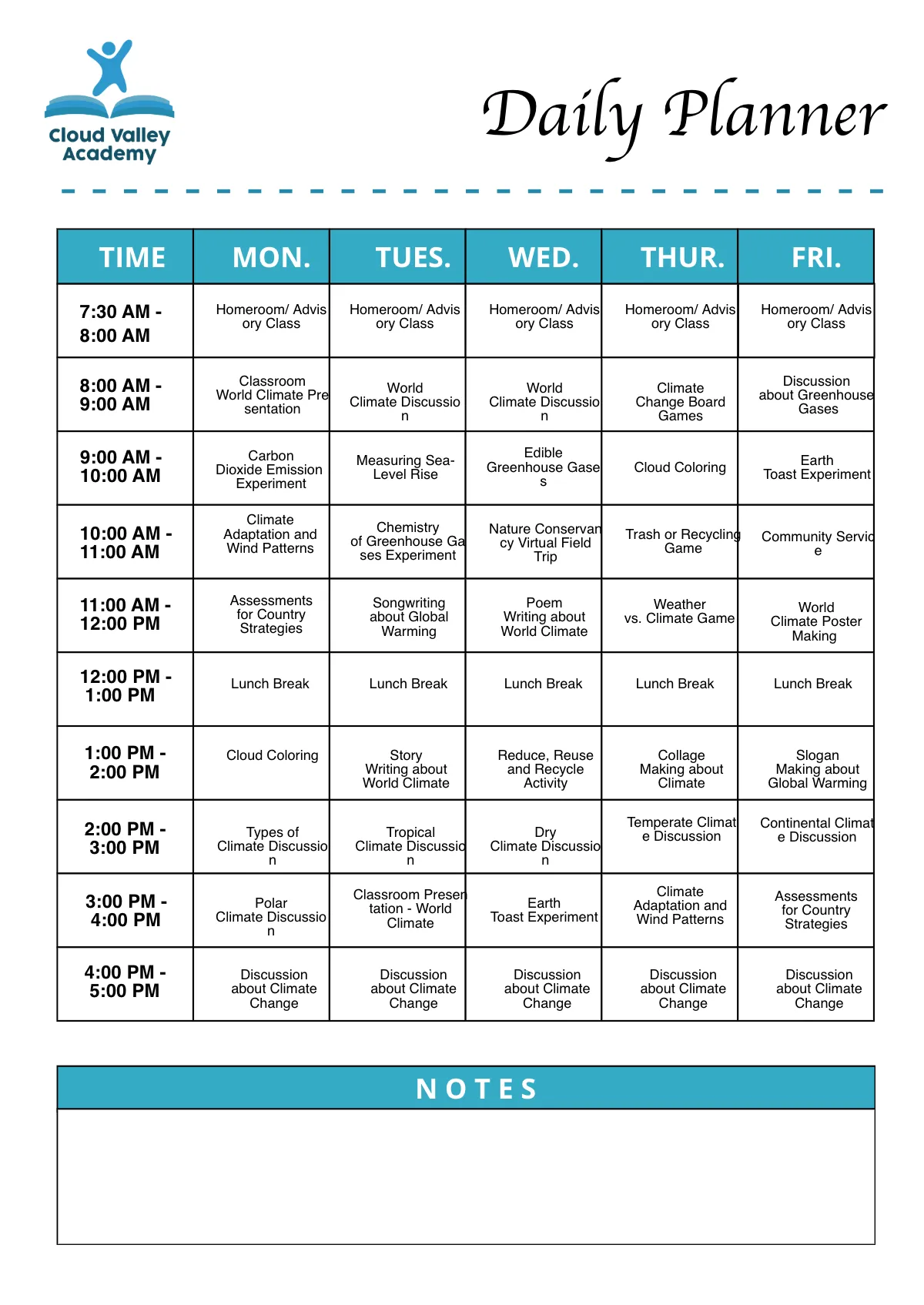 Free World Climate Planner Template to Edit Online