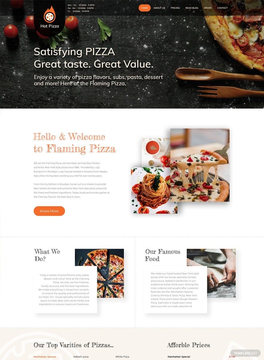Free Pizza WordPress Theme/Template