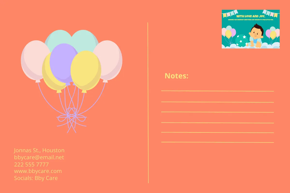 Free Baby Postcard Template to Edit Online