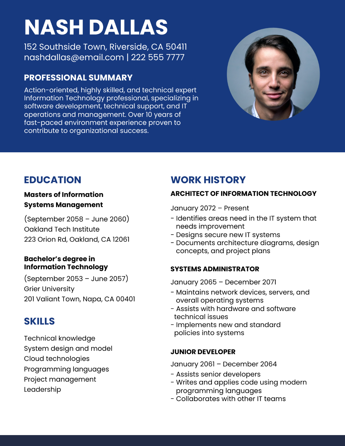 Vice President of IT Resume Format Template