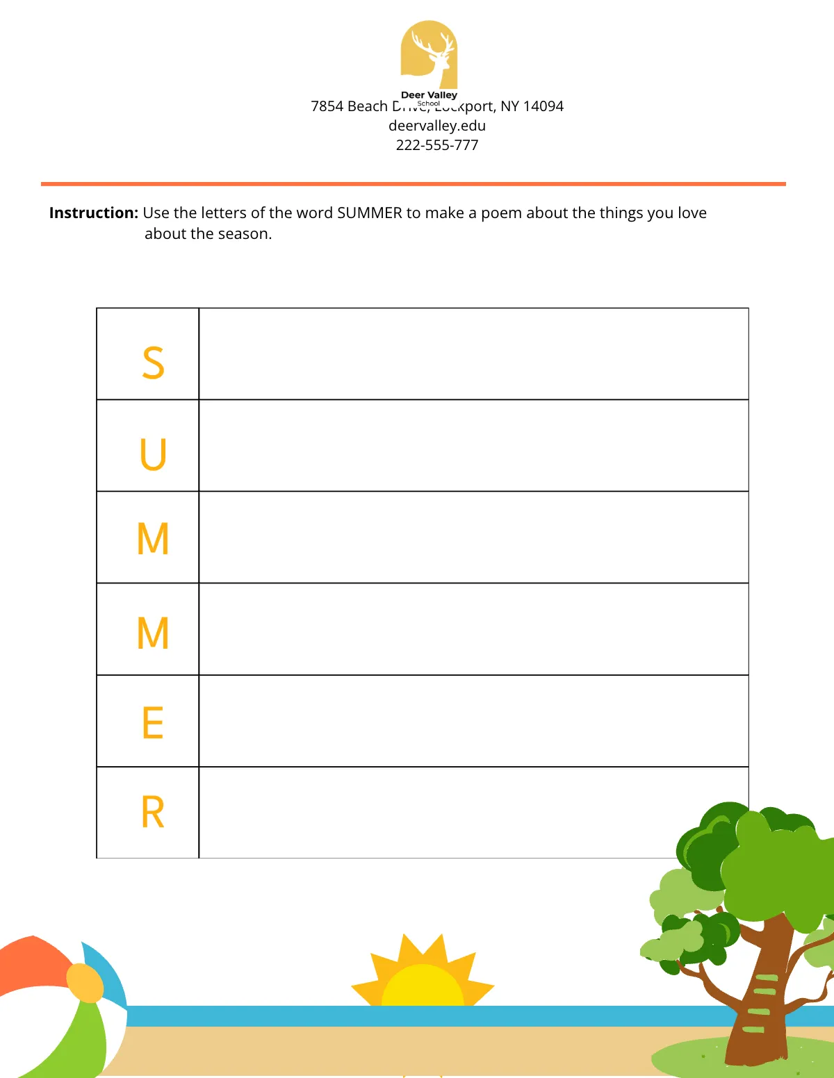 Free Summer Poem Template to Edit Online