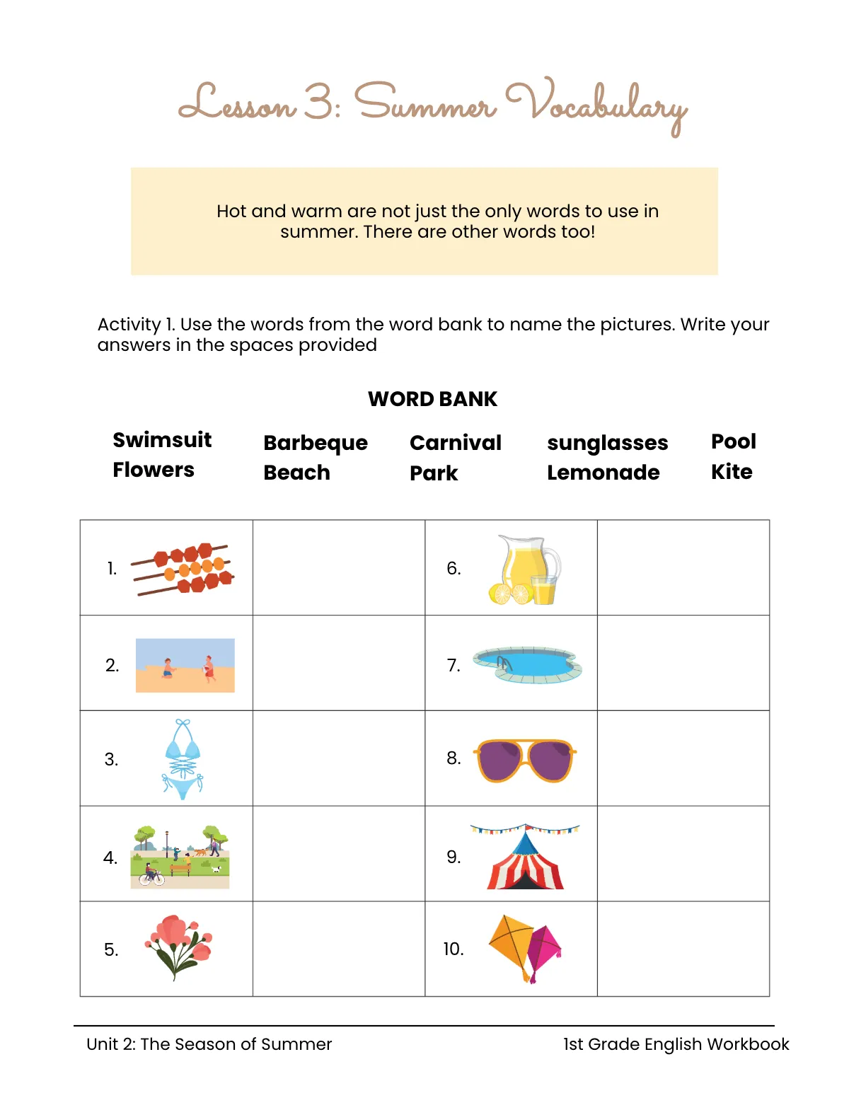 Free Summer Workbook Template to Edit Online