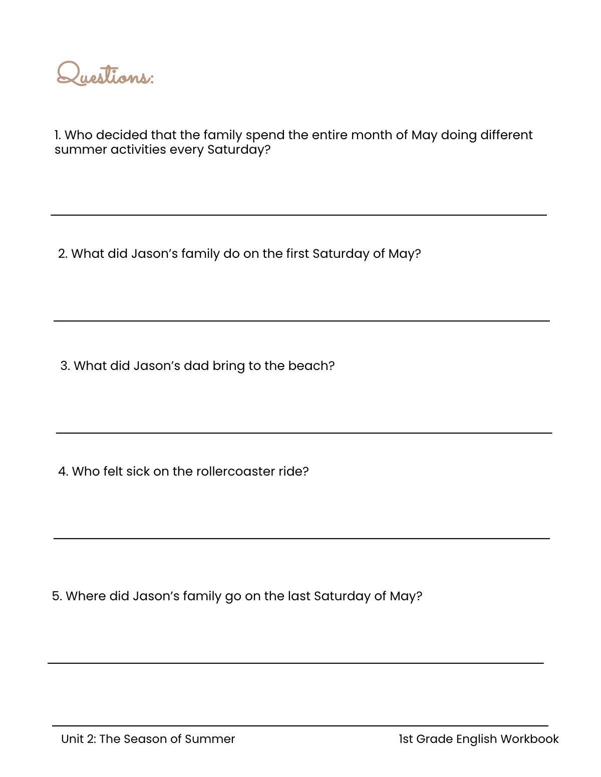 Free Summer Workbook Template to Edit Online