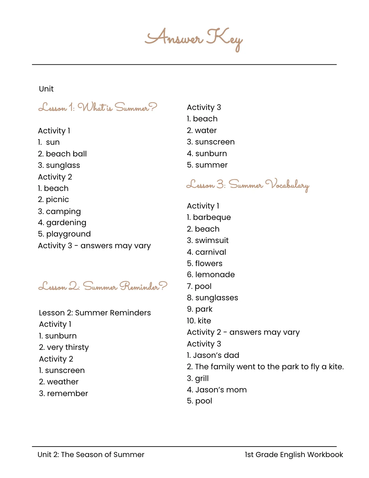 Free Summer Workbook Template to Edit Online