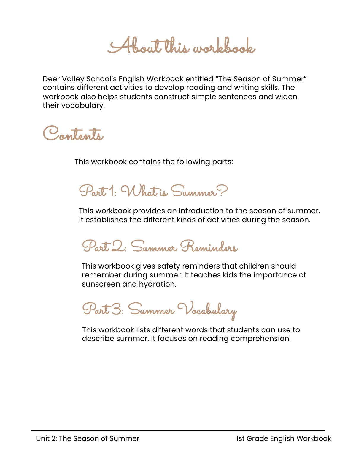 Free Summer Workbook Template to Edit Online