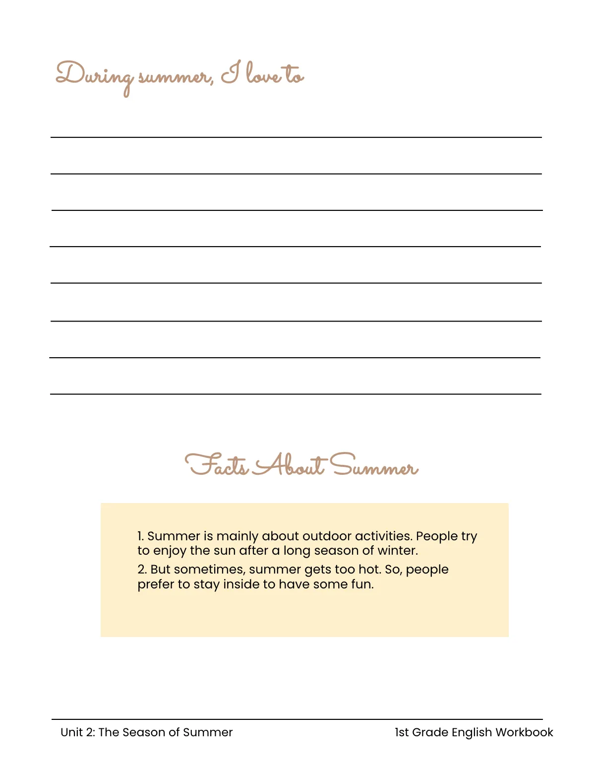 Free Summer Workbook Template to Edit Online