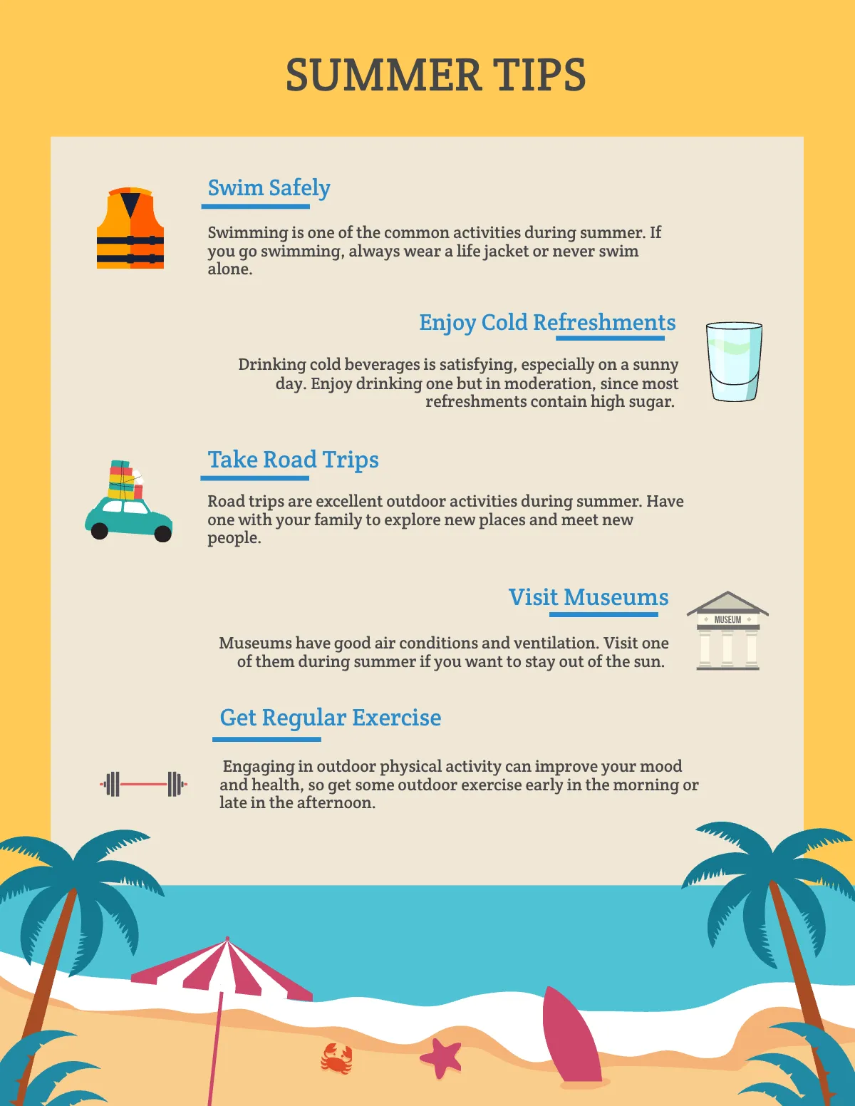 Free Summer Tips Template to Edit Online