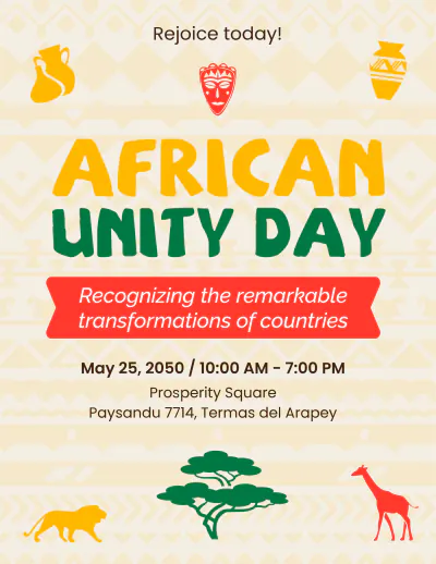 Free African Unity Day Program Template to Edit Online