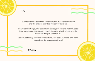 Free Summer Note Template to Edit Online