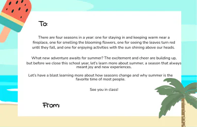 Free Summer Note Template to Edit Online