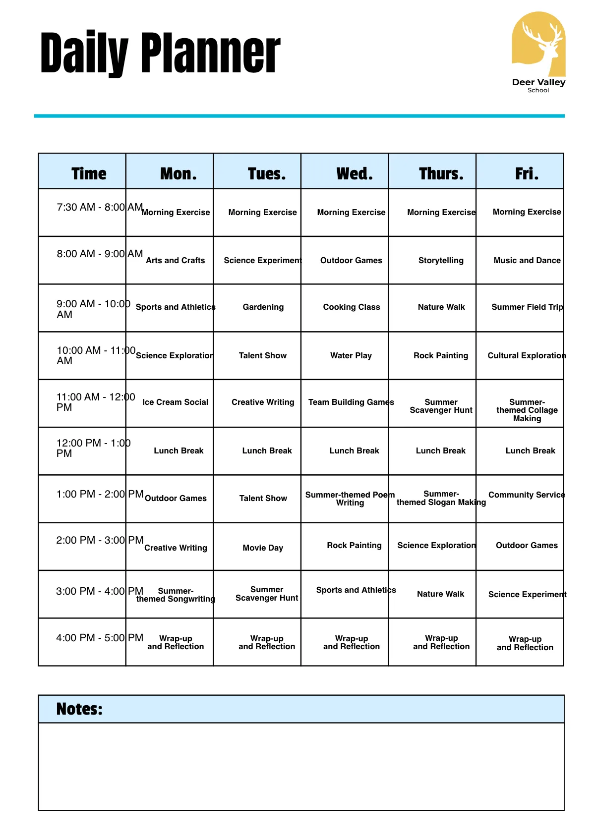 Free Summer Planner Template to Edit Online