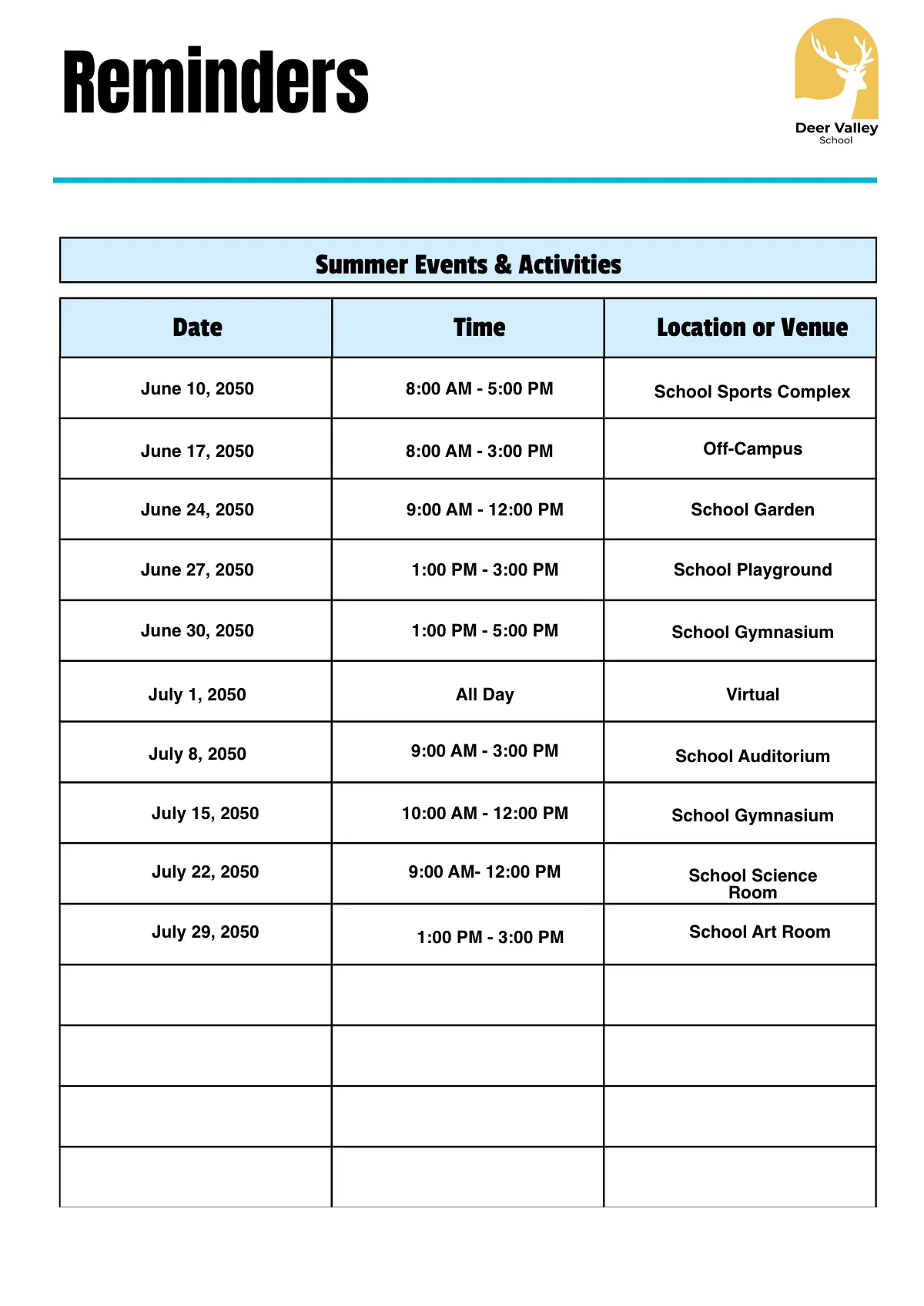 Free Summer Planner Template to Edit Online