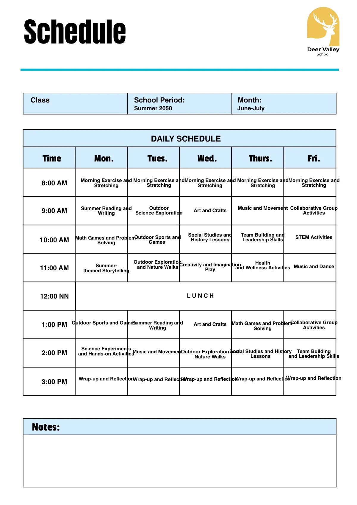 Free Summer Planner Template to Edit Online