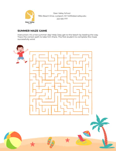 Free Summer Game Template to Edit Online