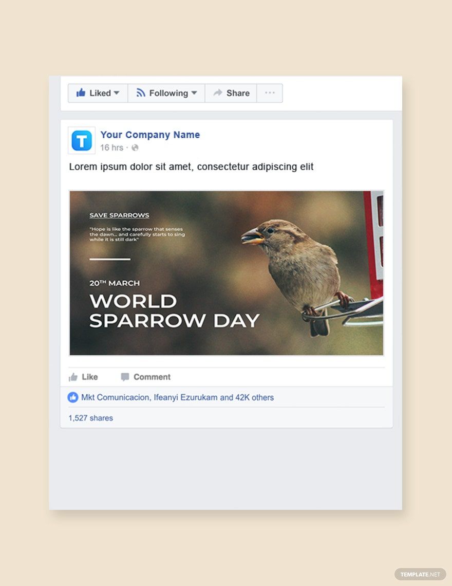 World Sparrow Day Facebook Post Template