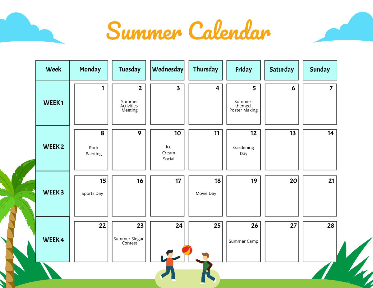 Summer Calendar Template