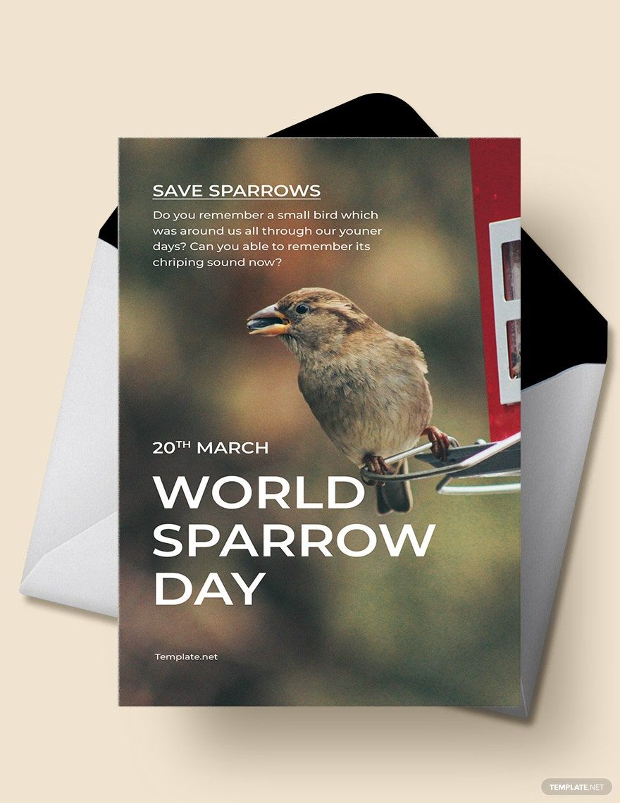 World Sparrow Day Greeting Card Template