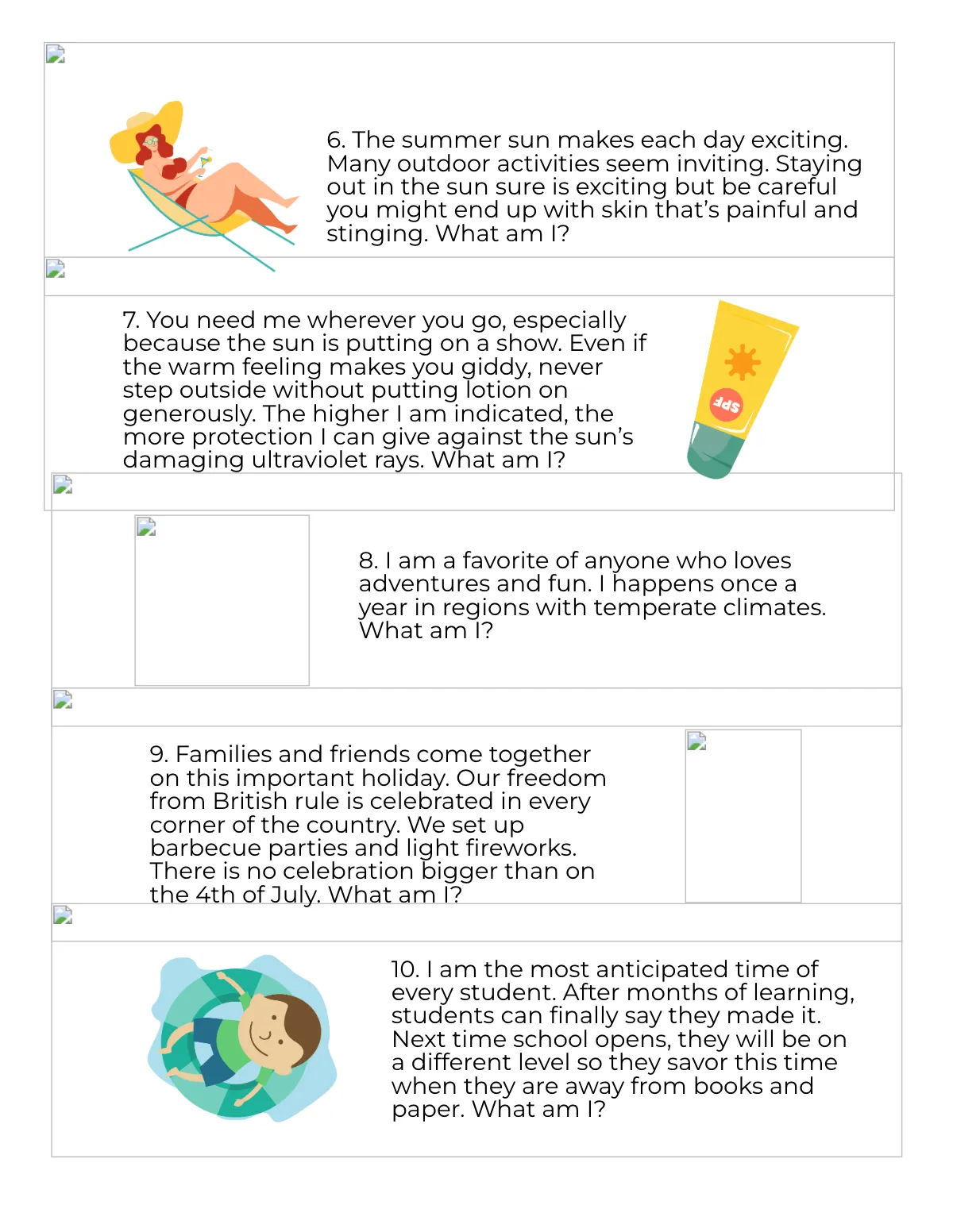Free Summer Riddle Template to Edit Online
