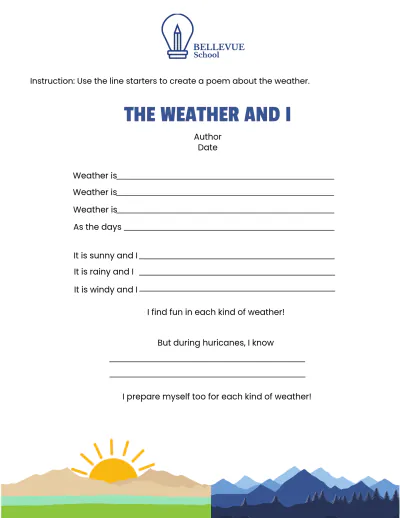 Free Weather Poem Template to Edit Online
