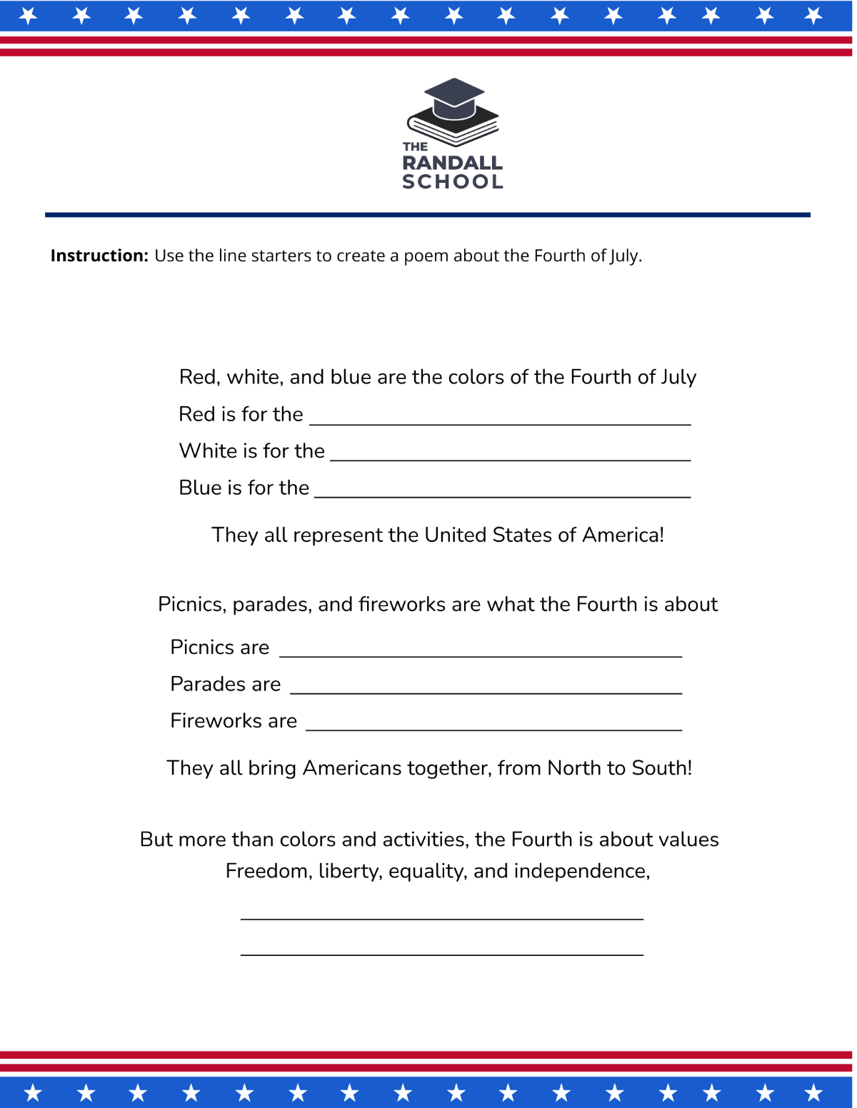 July 4th Poem Template