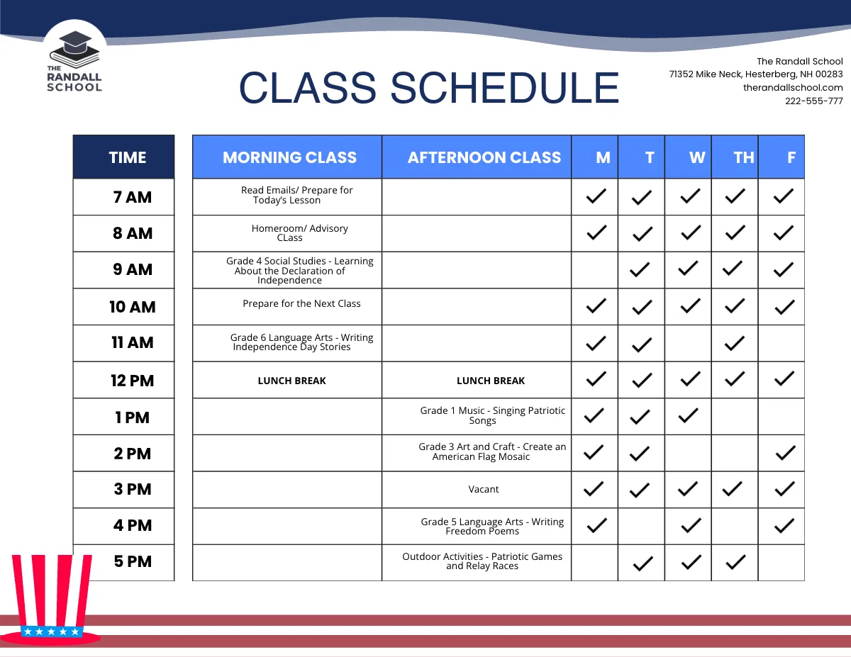 Free July 4th Schedule Template to Edit Online