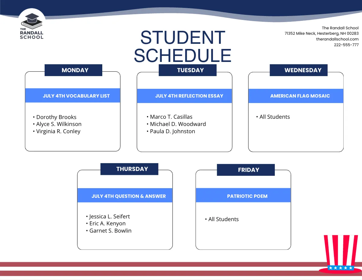 Free July 4th Schedule Template to Edit Online