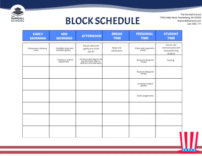 Free July 4th Schedule Template to Edit Online