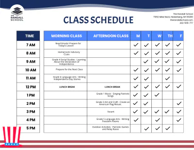 Free July 4th Schedule Template to Edit Online