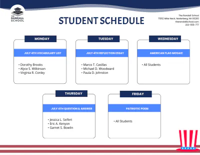 Free July 4th Schedule Template to Edit Online