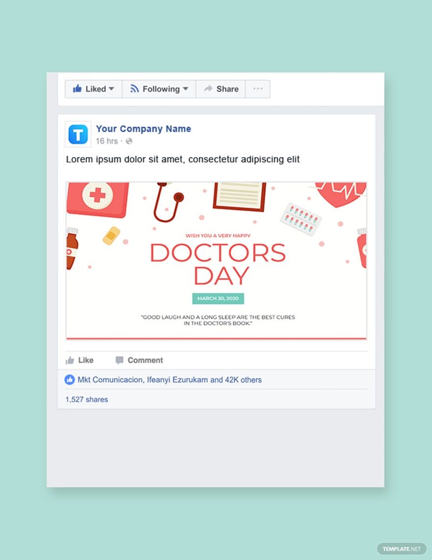 Free Doctors' Day Facebook Post Template in PSD