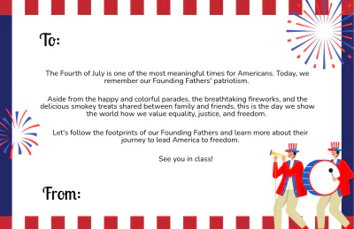 Free July 4th Note Template to Edit Online