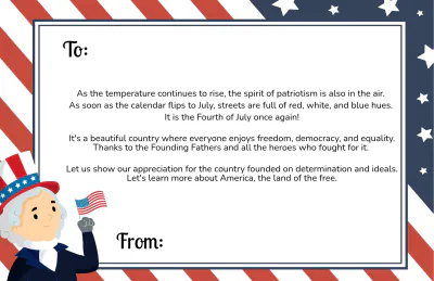 Free July 4th Note Template to Edit Online