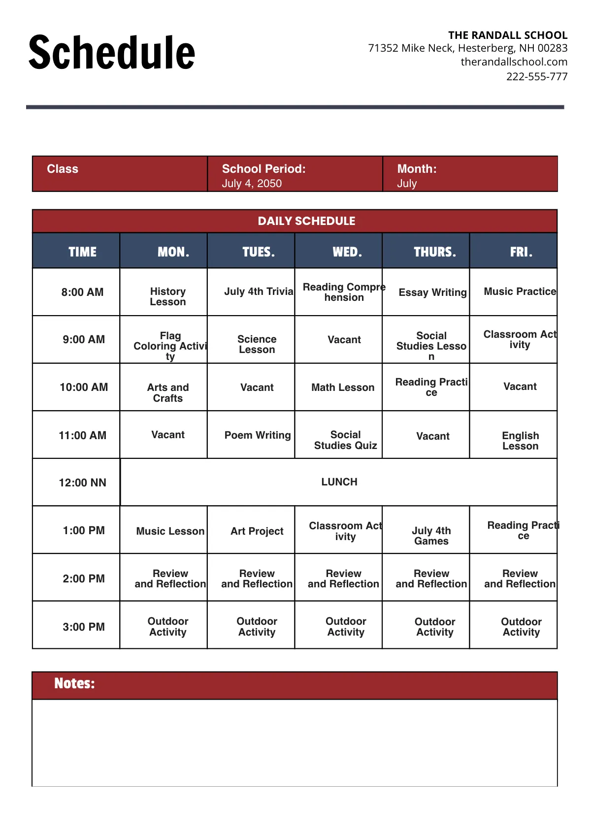 Free July 4th Planner Template to Edit Online