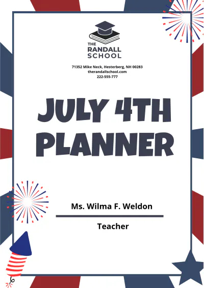 Free July 4th Planner Template to Edit Online