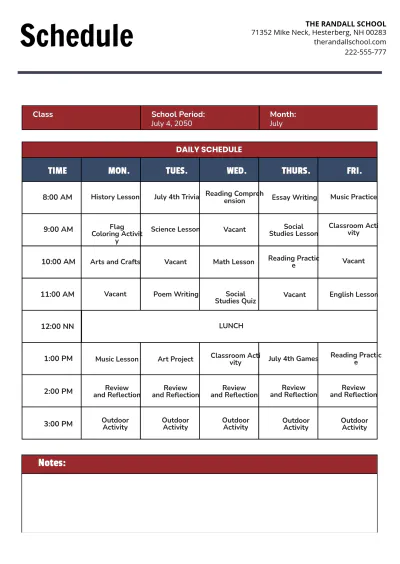 Free July 4th Planner Template to Edit Online