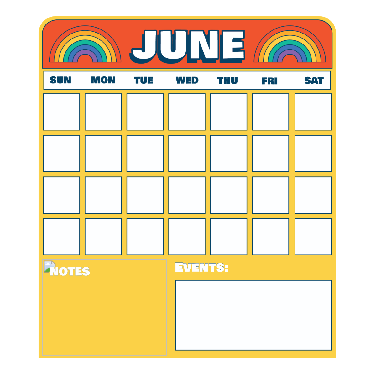 Pride Month Calendar Vector Template