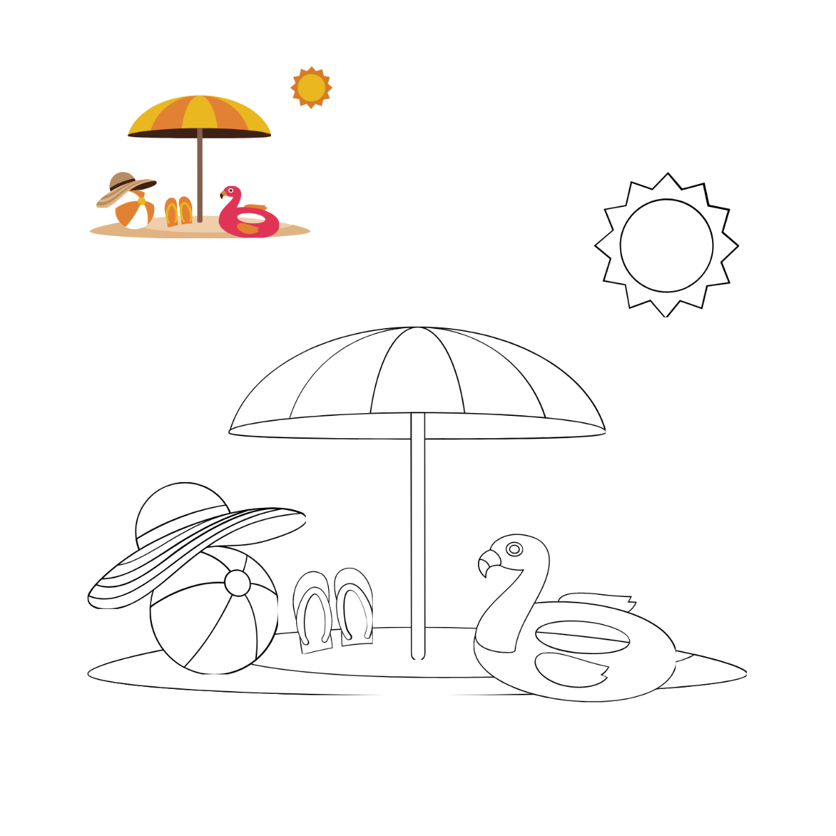 Summer Coloring Page Template