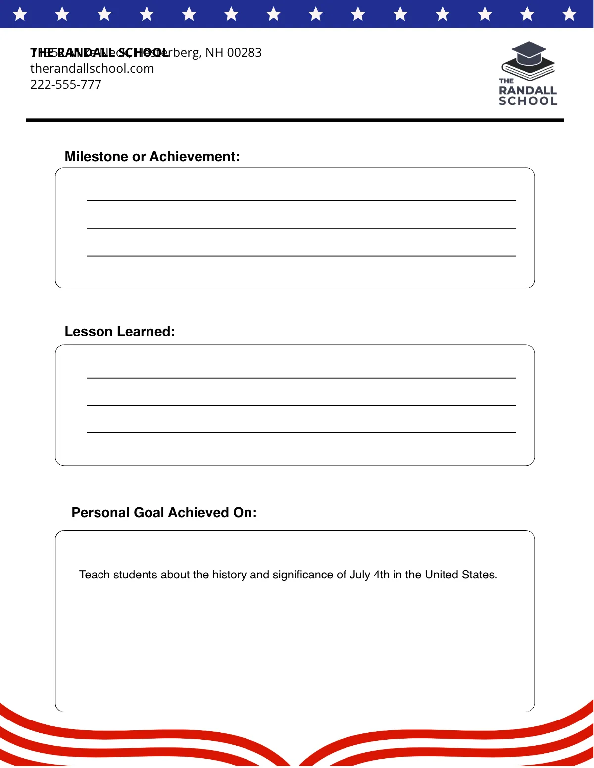 Free July 4th Goals Template to Edit Online