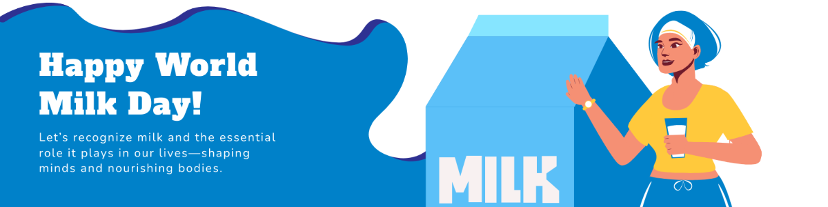 Free World Milk Day Linkedin Banner Template