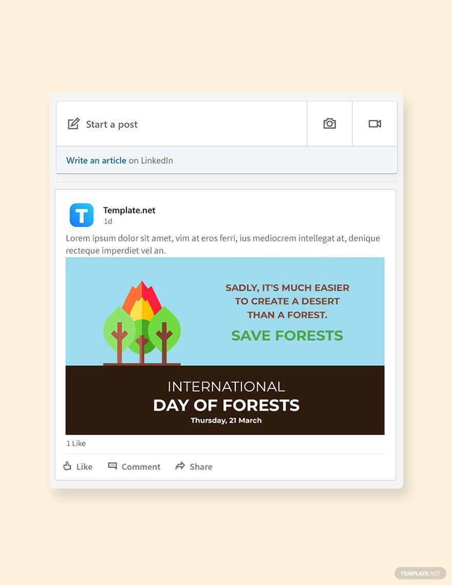 Free International Day For Forests Linkedin Post Template in PSD