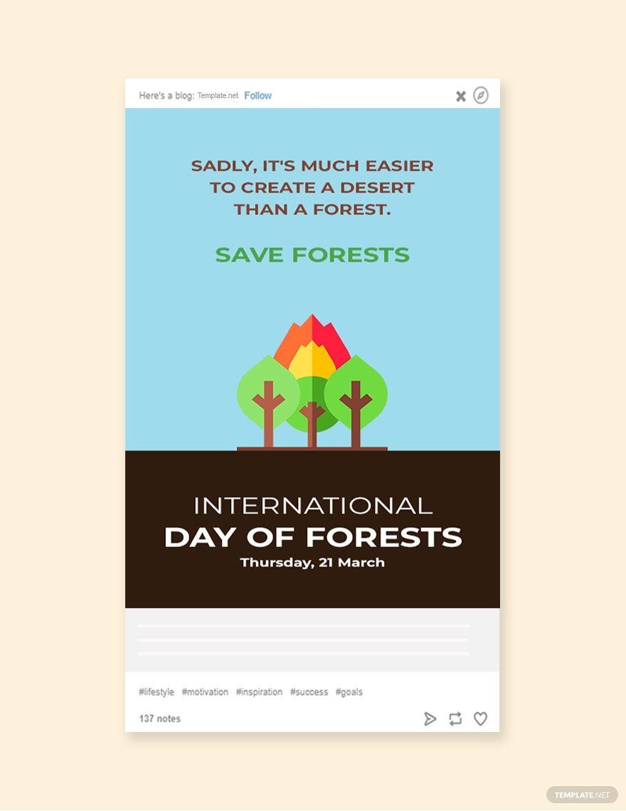 Free International Day For Forests Tumblr Post Template in PSD