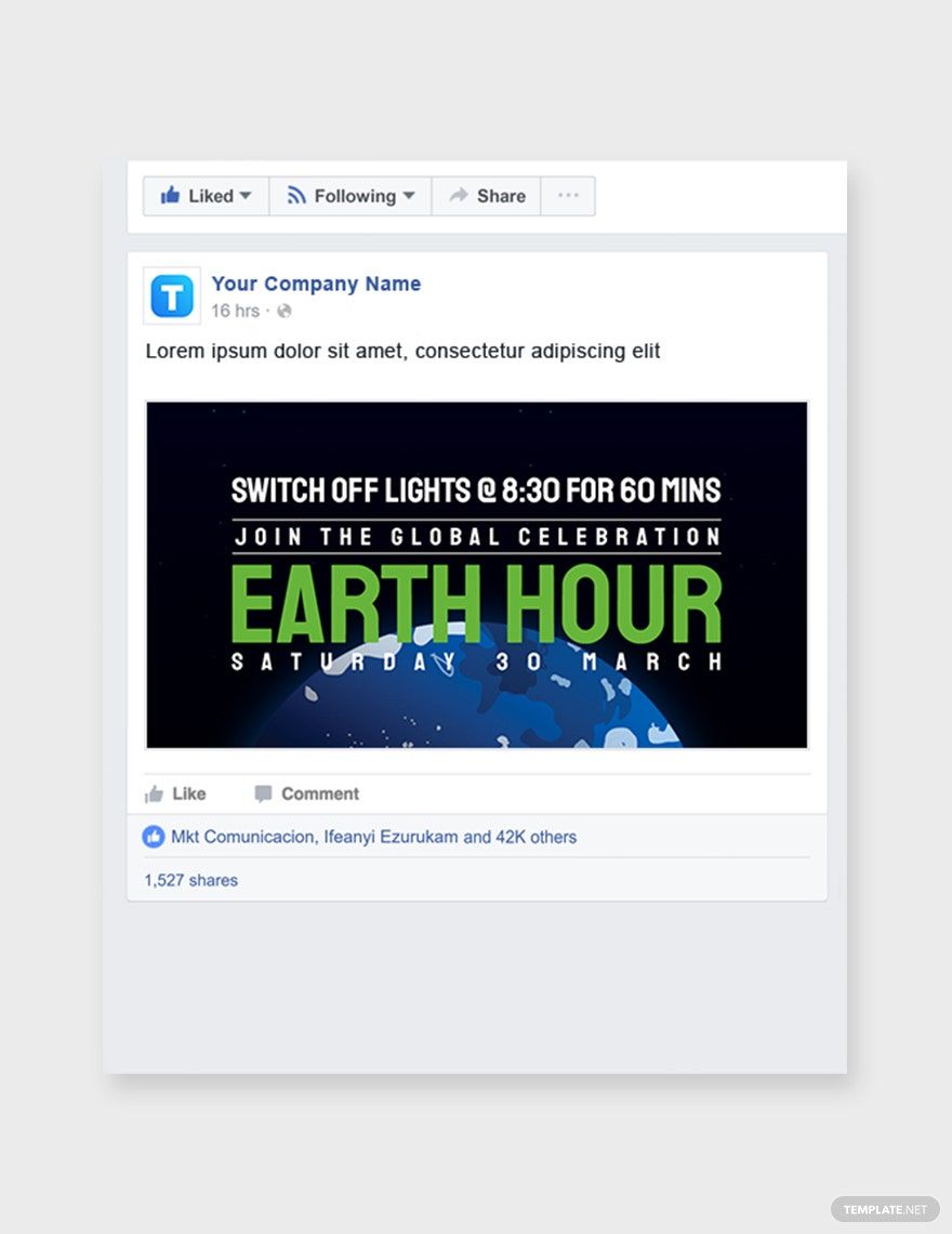 Earth Hour Facebook Post Template