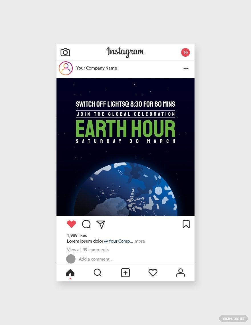 Earth Hour Instagram Post Template
