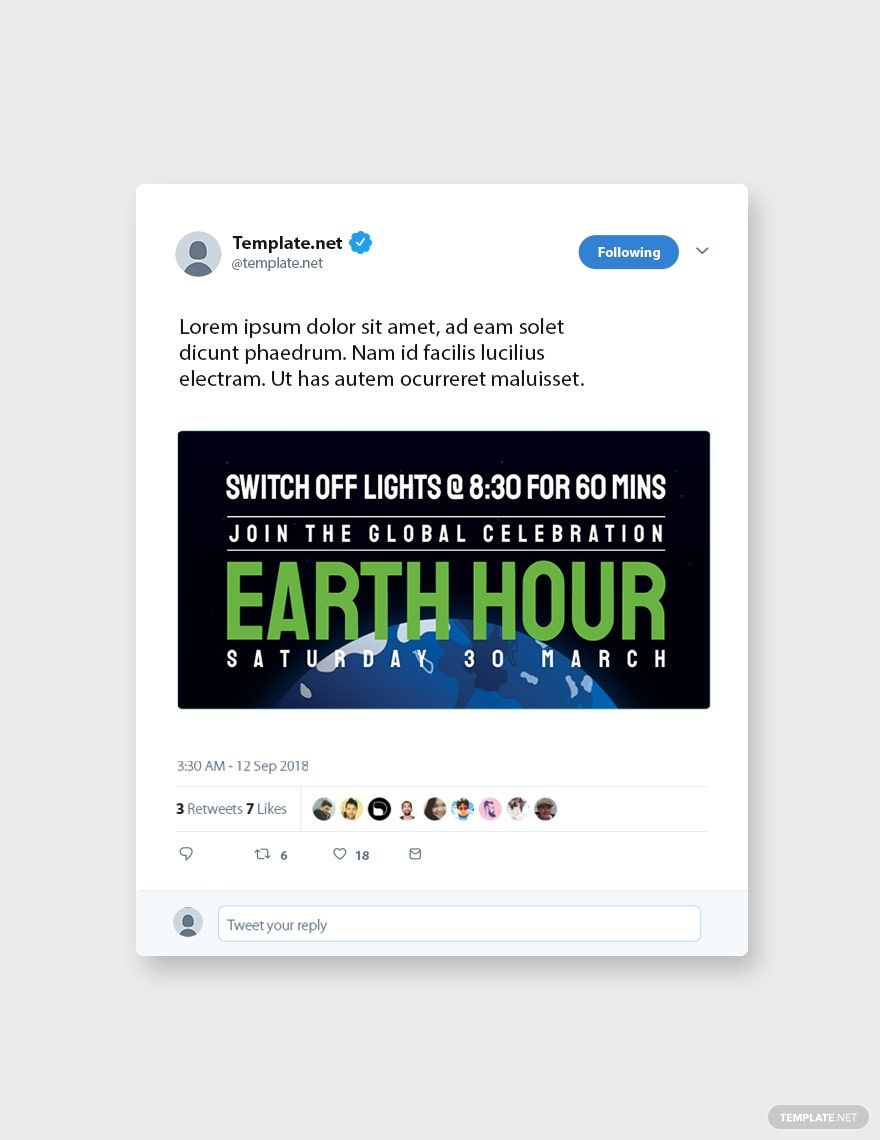 Free Earth Hour Twitter Post Template