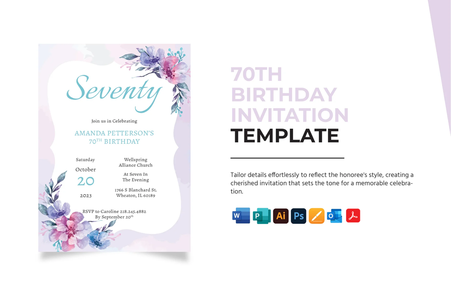 70th Birthday Invitation Template