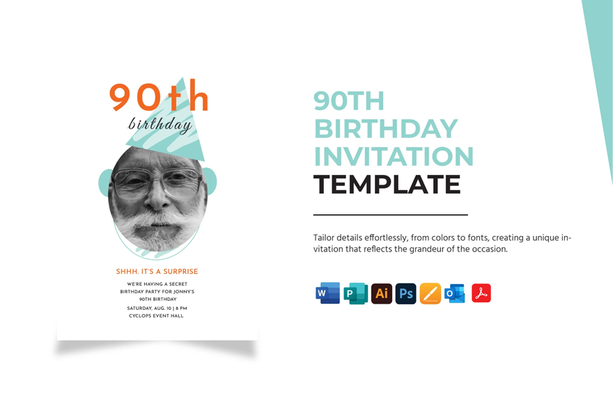 90th Birthday Announcements Templates Editable 90th Birthday