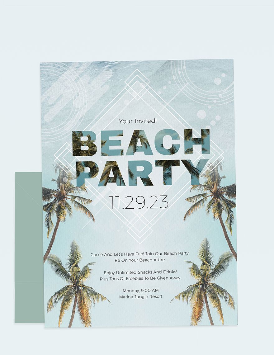 Beach Birthday Party Invitation Template