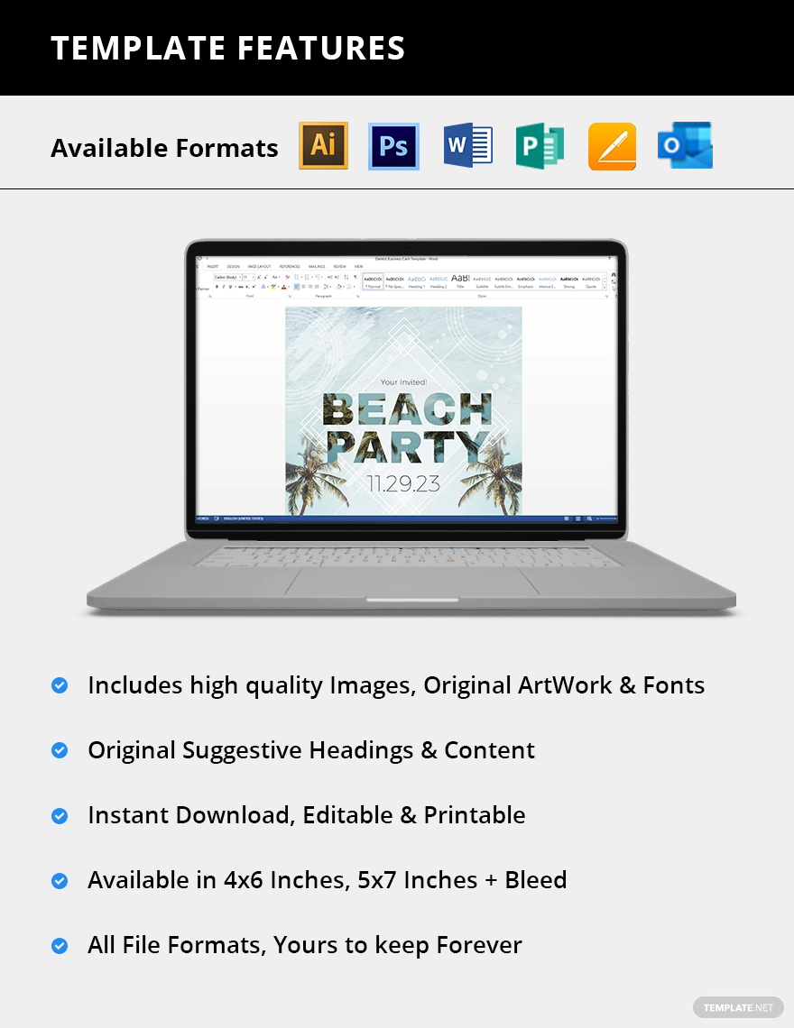 Printable Beach Birthday Party Invitation