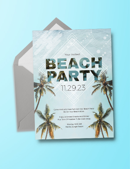 beach birthday party invitation